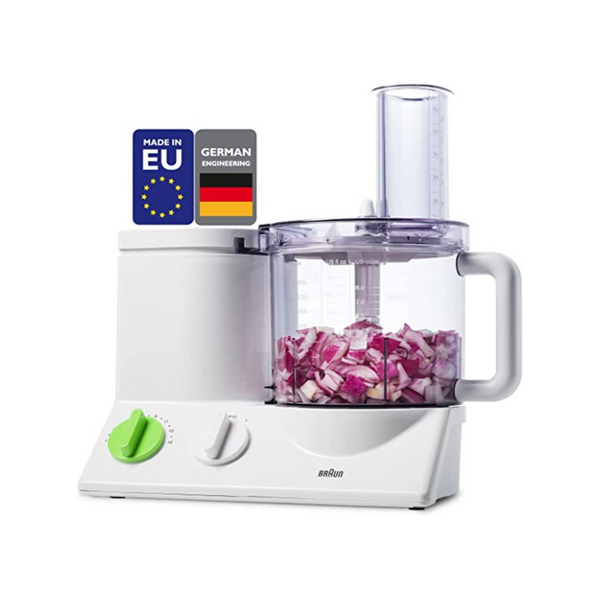 Braun 12 Cup Food Processor Ultra Quiet Powerful motor, includes 7 Attachment Blades