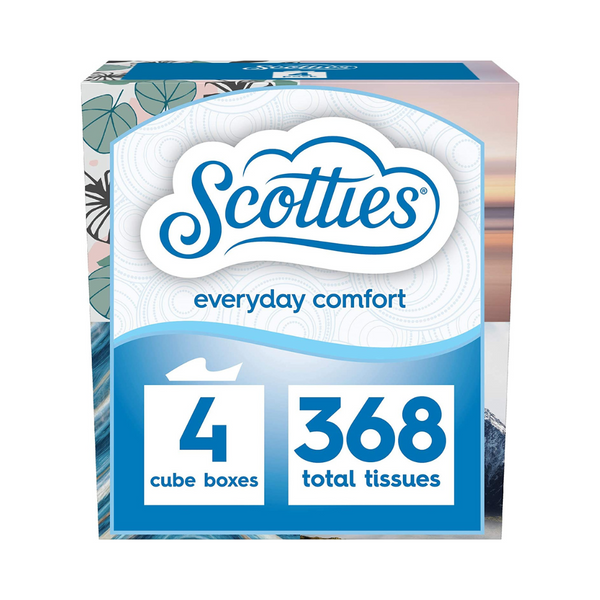 4 Boxes Of 92 Scotties Everyday Comfort Facial Tissues