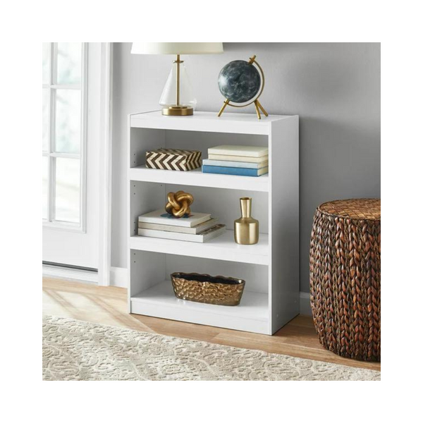 Mainstays Framed 3-Shelf Bookcase, White