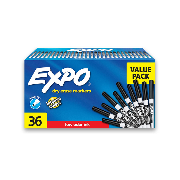 36-Count EXPO Low Odor Dry Erase Markers, Fine Tip