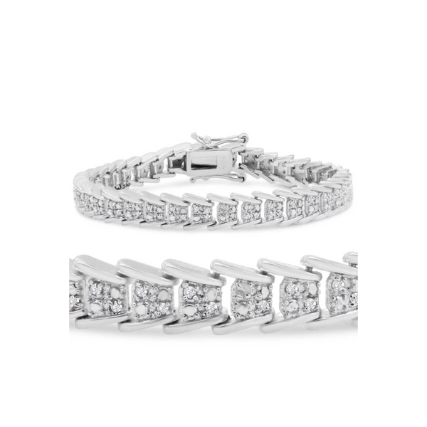 1 Carat Diamond Bracelet In Platinum Overlay