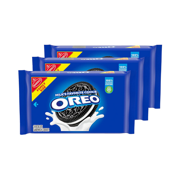 3 Family Sized Packs of Oreo Chocolate Sandwich Cookie