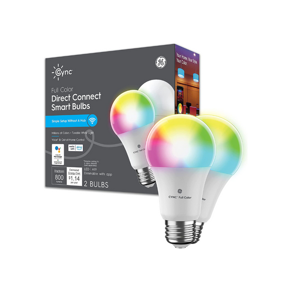 2-Count GE CYNC Color Changing Smart LED Light Bulbs