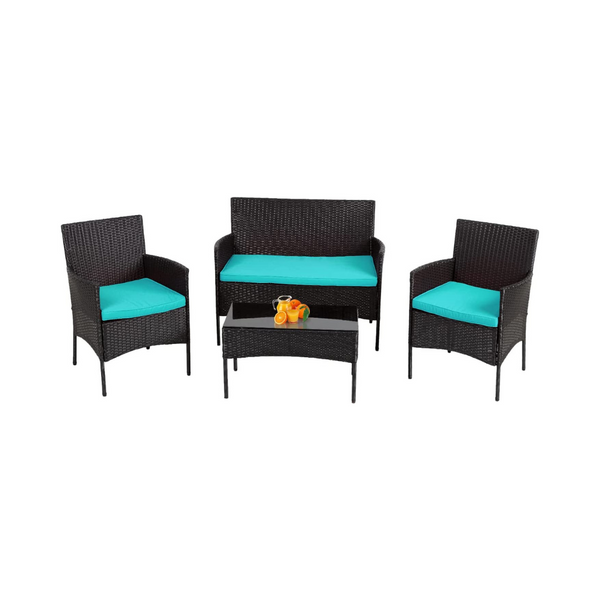 4 Piece Rattan Patio Furniture Set