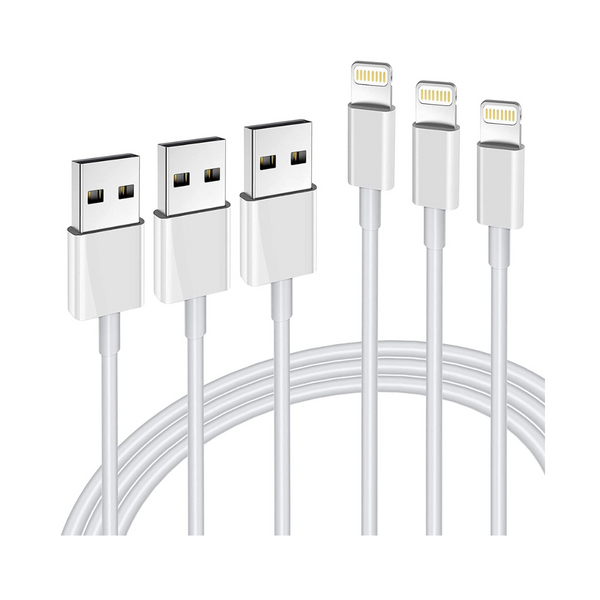 Paquete de 3 cables cargadores USB-A a Lightning para iPhone de 6'