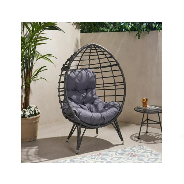 Kavani Outdoor Wicker Teardrop Chair with Cushion