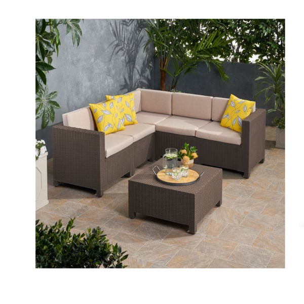 Noble House Primrose Juego seccional para patio exterior de 6 piezas