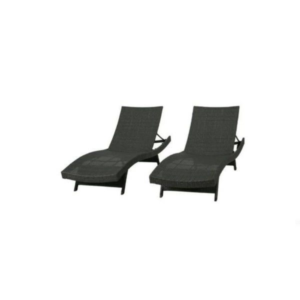 Set of 2 Noble House Weather Resistant Wicker Outdoor Chaise Lounge