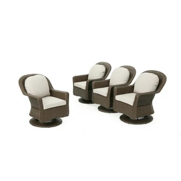 Lawrence Outdoor - Sillones giratorios de mimbre con cojines