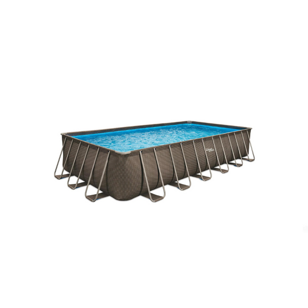 Piscina rectangular Elite de 7,2 m con estampado de ratán doble oscuro