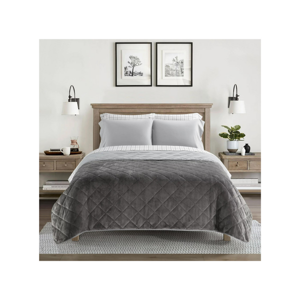 7-Pc Dearfoams Velvet Plush Quilt Bedding Set w/ Flannel Sheets (various sizes & colors)