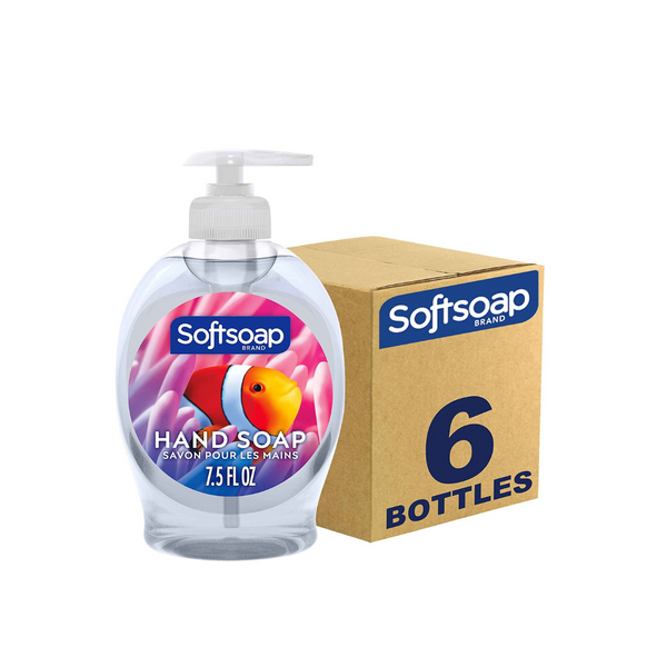 6 botellas de Softsoap Aquarium, aloe vera, leche y miel y jabón de manos Fresh Breeze 