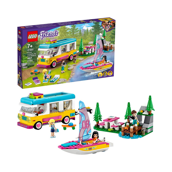 487-Piece LEGO Friends Forest Camper Van and Sailboat