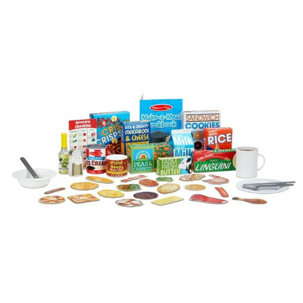 Juego de comida para cocinar y jugar de la colección de cocina Melissa &amp; Doug de 58 piezas