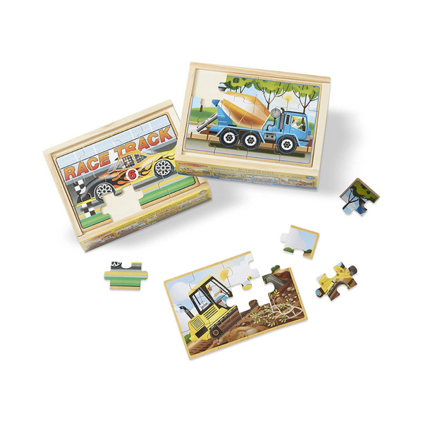 Rompecabezas de madera 4 en 1 de vehículos de construcción Melissa &amp; Doug