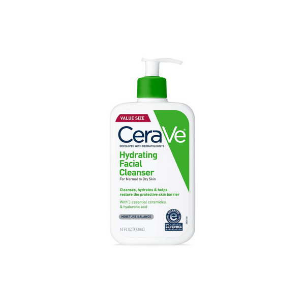 Limpiador facial hidratante CeraVe, botella de 16 oz