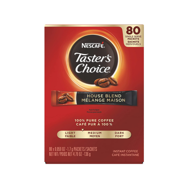 Paquete de 80 paquetes de café instantáneo Nescafé, tostado ligero Taster's Choice