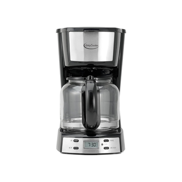 Cafetera digital Betty Crocker de 12 tazas, acero inoxidable