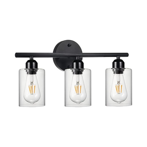 3-Light Black Bathroom Light Fixture