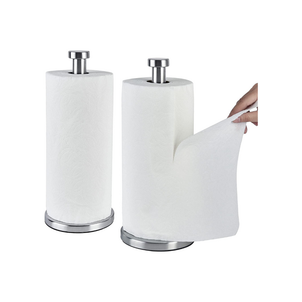 Paquete de 2 soportes para toallas de papel de acero inoxidable.