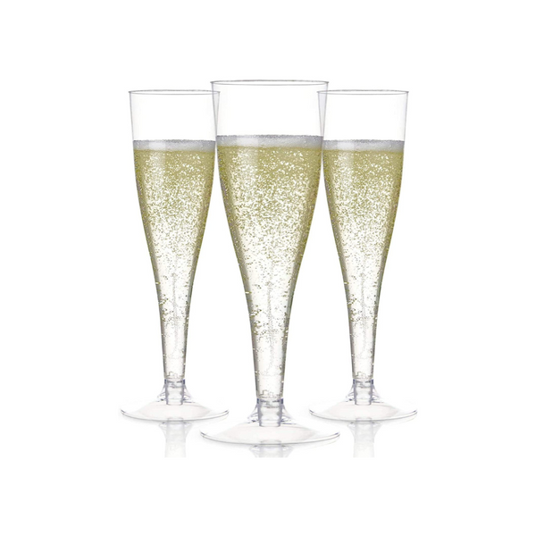 100 Clear Plastic Champagne Flutes