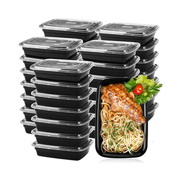 Paquete de 50 recipientes desechables Bento Meal Prep de 32 onzas