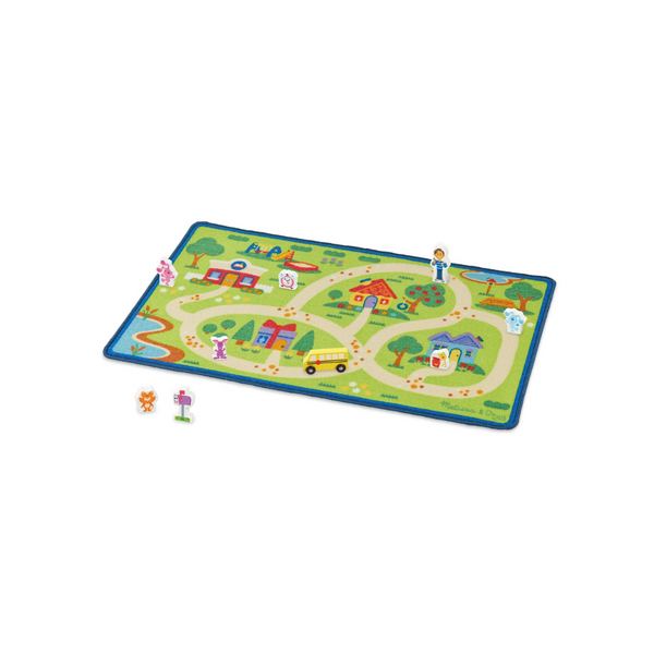 Melissa &amp; Doug Alfombra de actividades de 44 x 26 pulgadas, 9 piezas de juego de madera