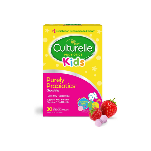 Culturelle Kids Probiótico diario masticable, sabor a bayas naturales (2 paquetes, 60 unidades en total)