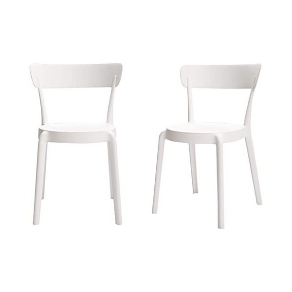 Juego de 2 sillas de comedor bistro sin brazos de plástico premium de Amazon Basics