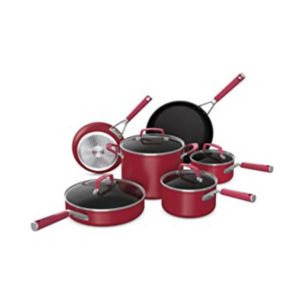 Ninja Foodi NeverStick Vivid Red 10-Piece Cookware Set With Lids