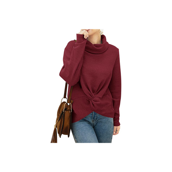 Women's Criss Cross Twisted Front Turtleneck Sweater (6 Colors)