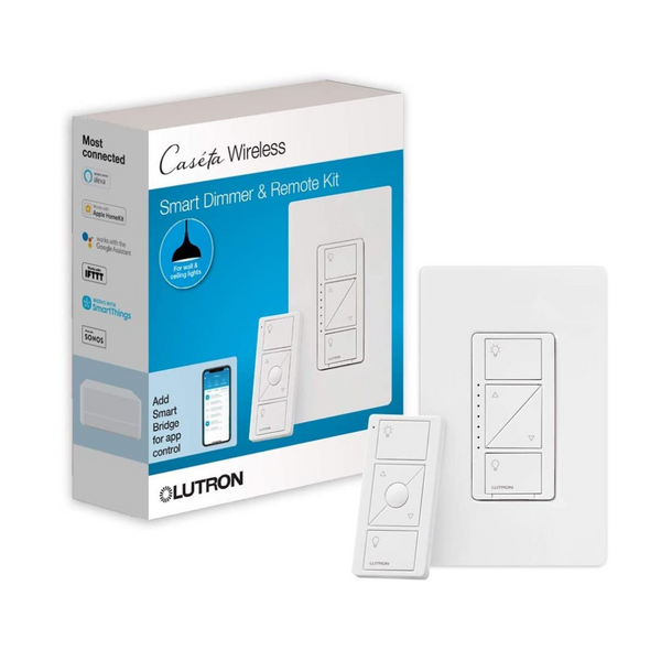 Kit remoto y regulador de intensidad de iluminación inteligente inalámbrico Lutron Caséta