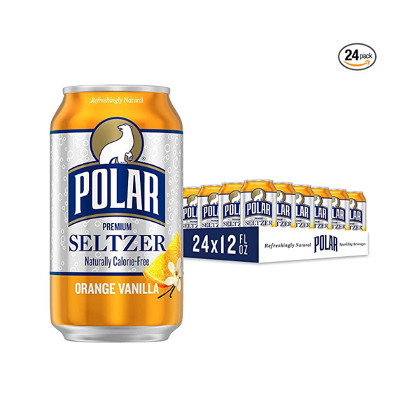 24 Cans of Polar Seltzer Water Orange Vanilla