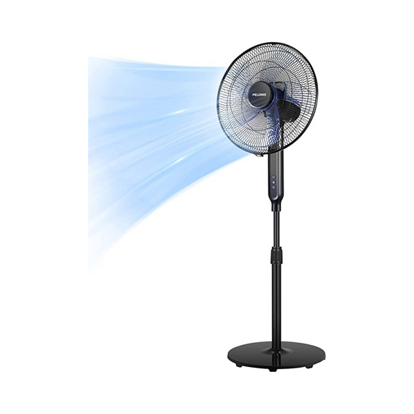 PELONIS Ventilador de pie con pedestal oscilante con control remoto de 16 ″