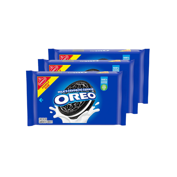 Galletas tipo sándwich de chocolate OREO, tamaño familiar, 3 paquetes