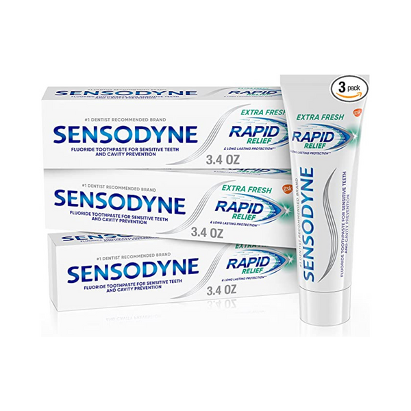 Paquete de 6 pastas dentales sensibles Sensodyne Rapid Relief, extra frescas