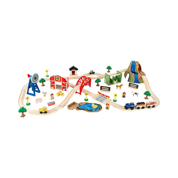 KidKraft Set de Tren de Granja Rural de Madera con 75 Piezas