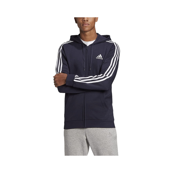 adidas Essentials Fleece 3-Stripes Sudadera con capucha y cremallera completa para hombre