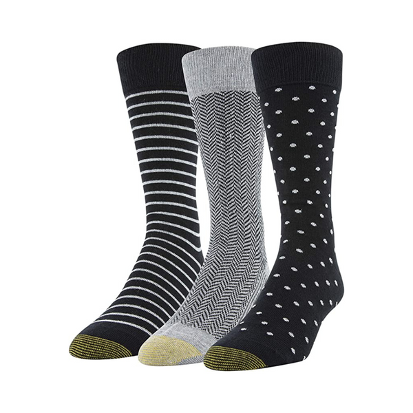 3 Pairs of Gold Toe Men’s Timeless Classics Crew Socks