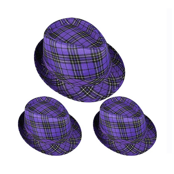 3 sombreros Fedora morados