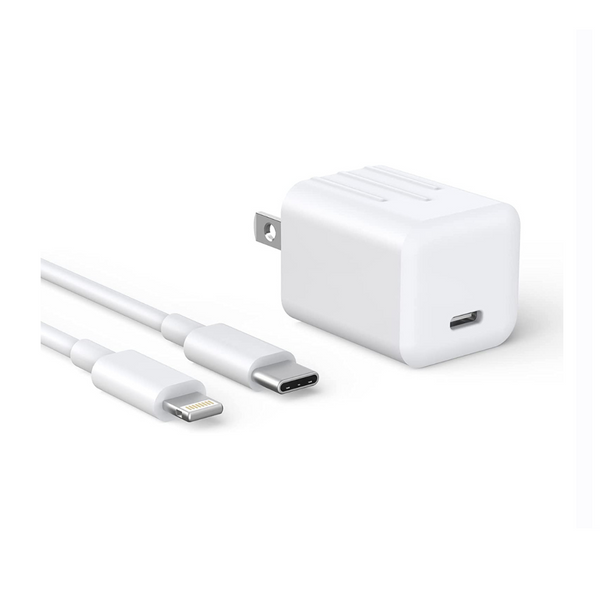 Bloque de alimentación tipo C con cargador rápido de 20 W y cable USB-C a Lightning de 6 pies