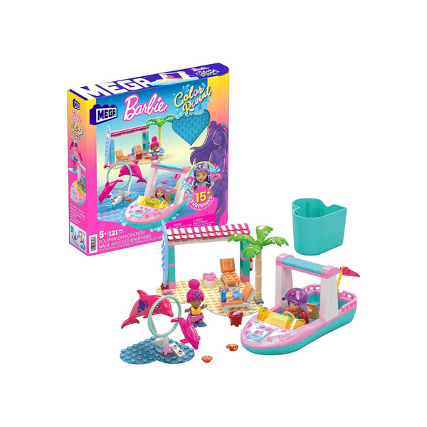 MEGA Barbie Color Reveal Dolphin Exploration Juego de construcción de juguetes