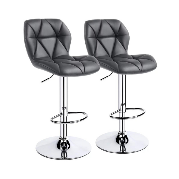 2-Pack Alden Design Modern Adjustable Faux Leather Swivel Bar Stool