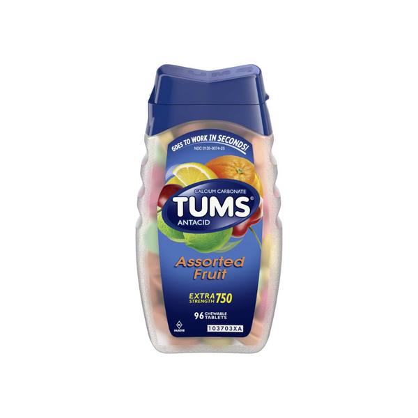 TUMS tabletas masticables antiácidas extra fuertes para aliviar la acidez estomacal, 96 unidades