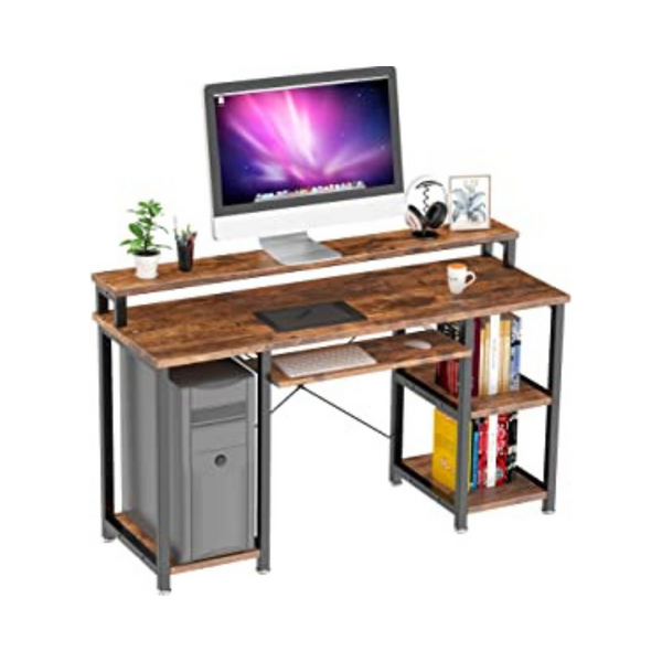 NOBLEWELL Computer Desk with Storage Shelves, 47 in Home Office Desk with Monitor Stand