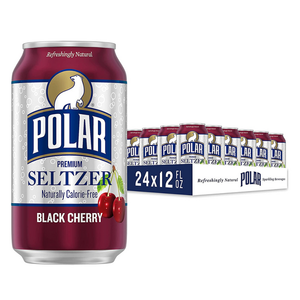 24 latas de agua polar Seltzer Black Cherry