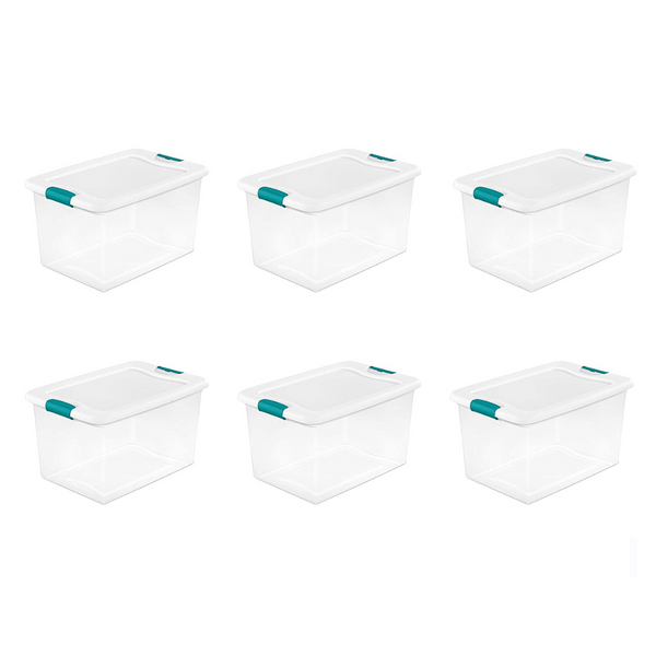 6-Count Of 64-Quart Sterilite Clear Plastic Stackable Storage Bins