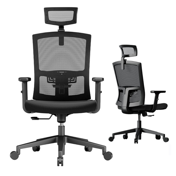 Silla De Oficina Ergonómica Con Soporte Lumbar Y Reposacabezas Ajustable