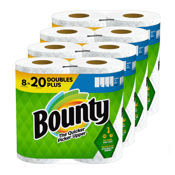 8 Double Plus Rolls = 20 Regular Rolls Of Bounty Select-A-Size Paper Towels