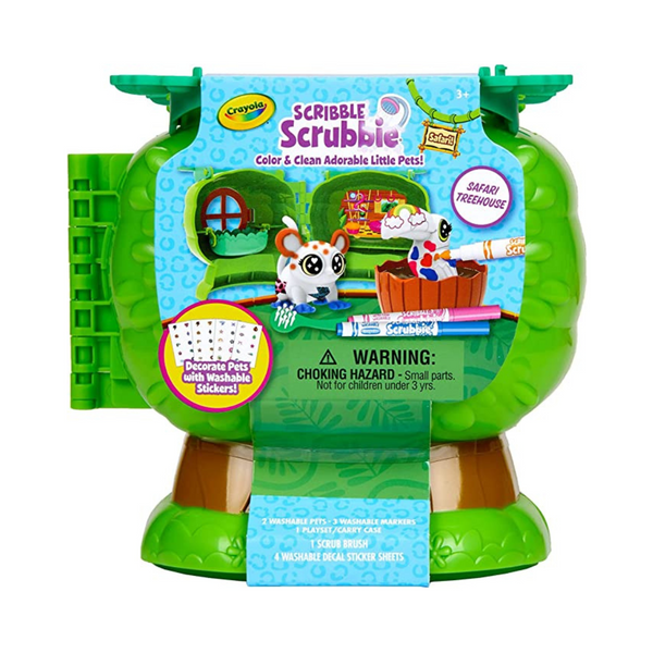 Crayola Scribble Scrubbie Pets Safari Treehouse, estuche para guardar juguetes